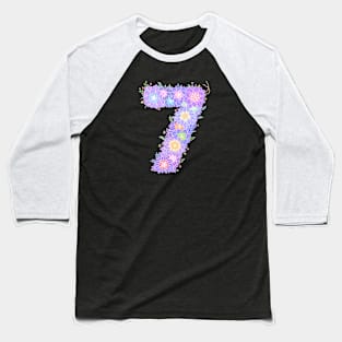 "7" Floral Letter Number Baseball T-Shirt